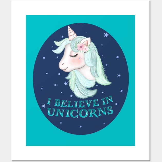 Unicorn: I believe in unicorns Wall Art by CalliLetters